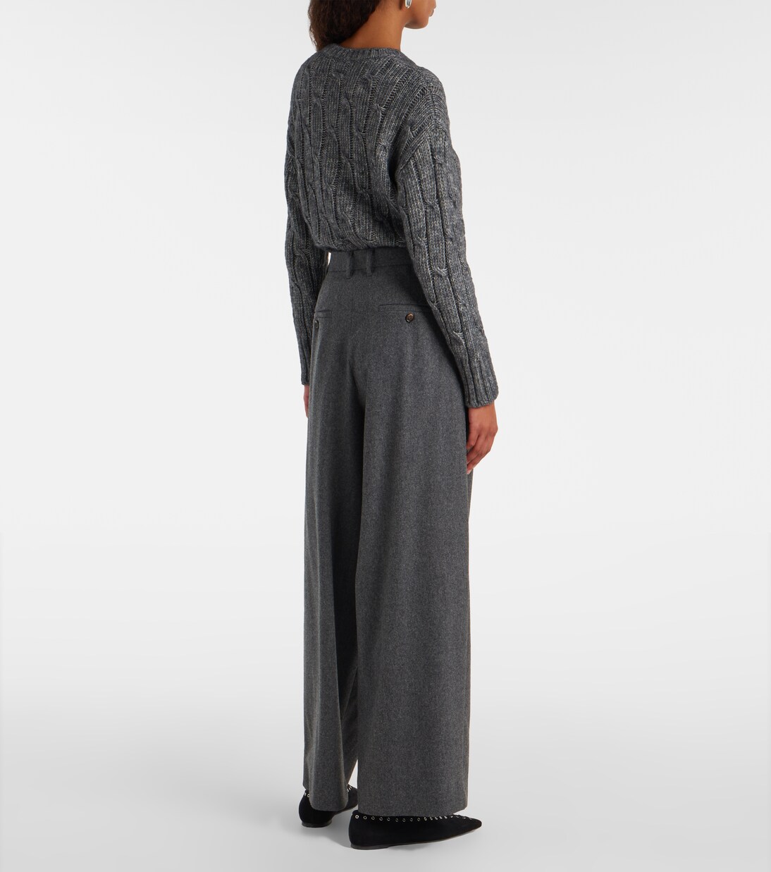 Pantalones rectos de lana de tiro alto | 'S Max Mara