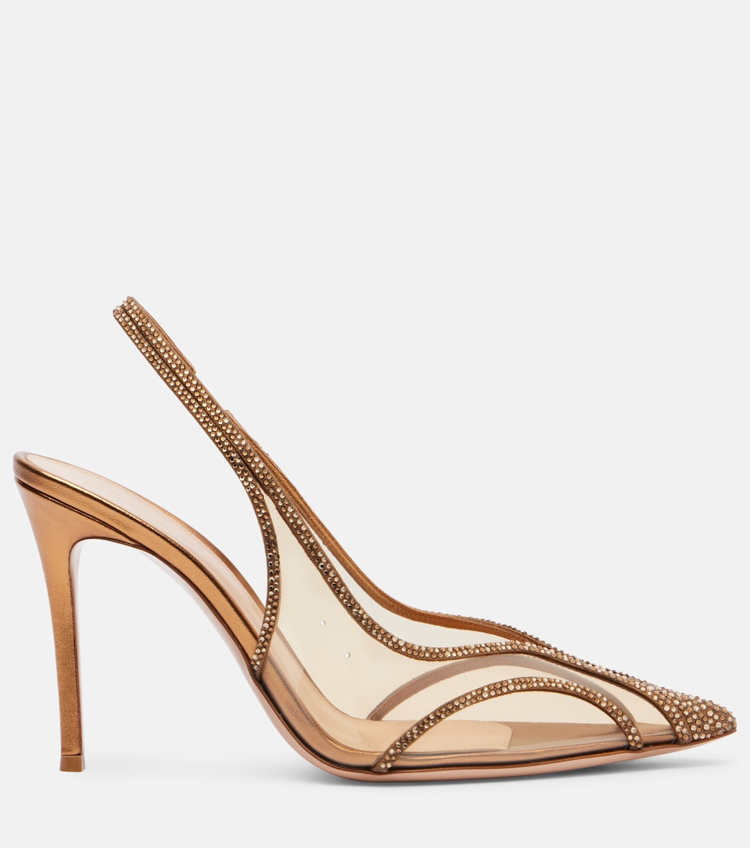 Diana 95 leather-trimmed PU slingback pumps | Gianvito Rossi