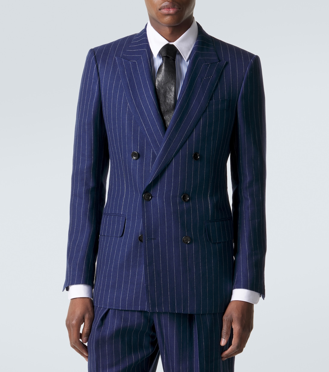 Chalk stripe wool, linen, and silk suit | Tom Ford