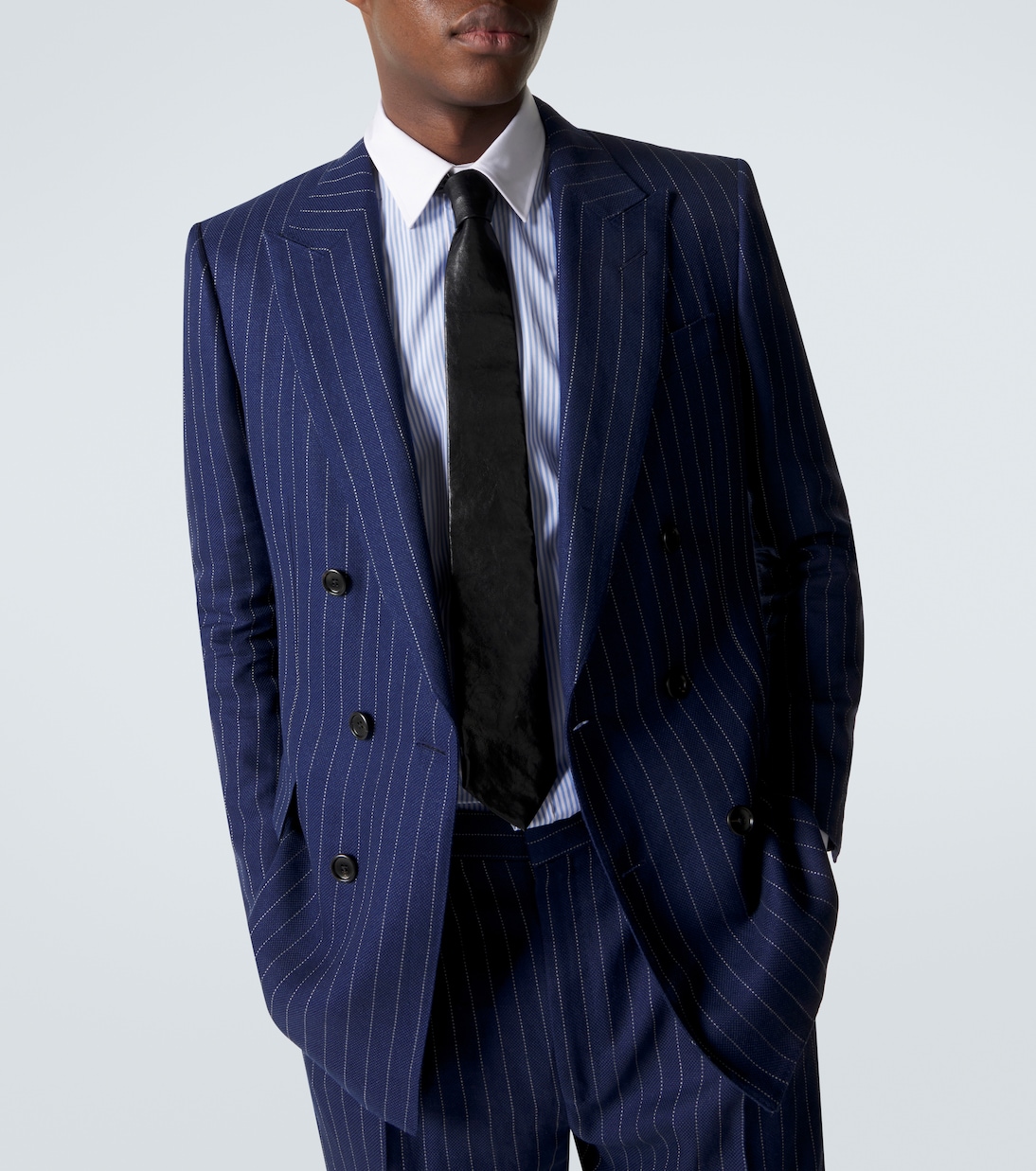 Chalk stripe wool, linen, and silk suit | Tom Ford
