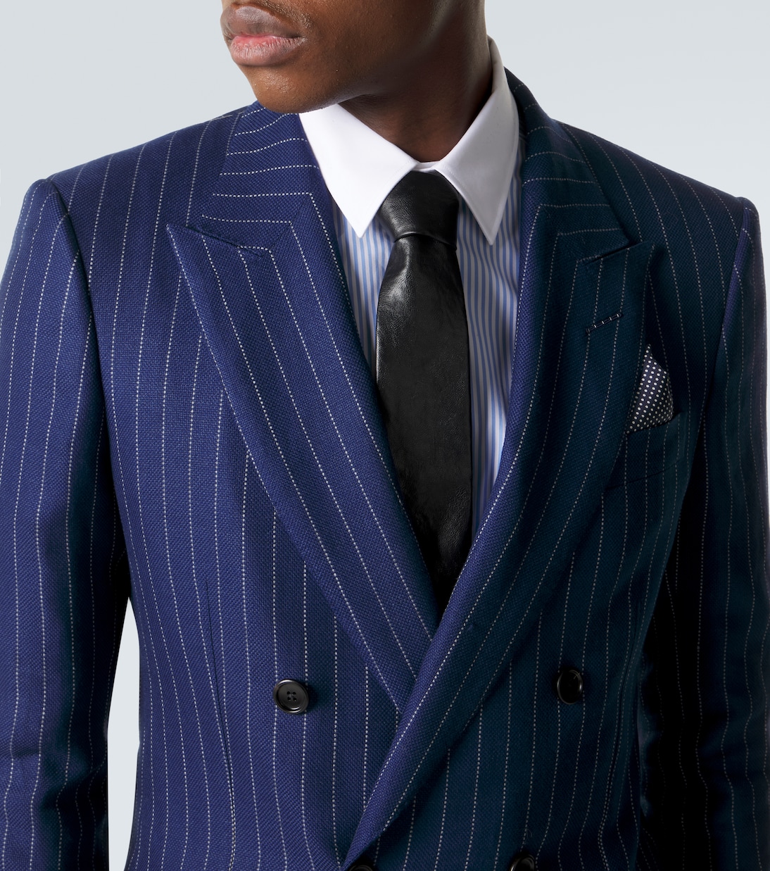 Chalk stripe wool, linen, and silk suit | Tom Ford