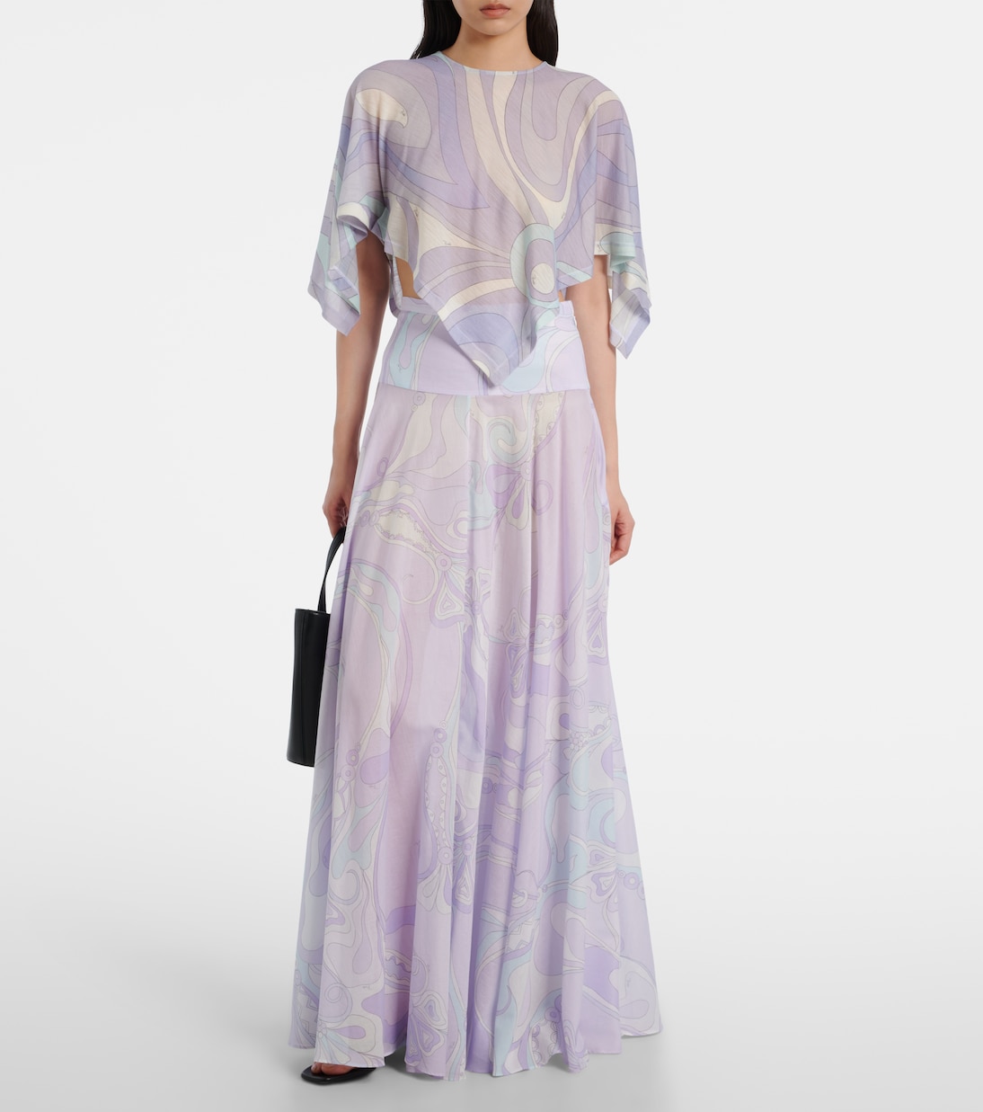 Crop top asimétrico Orchidee en mezcla de lana | Pucci