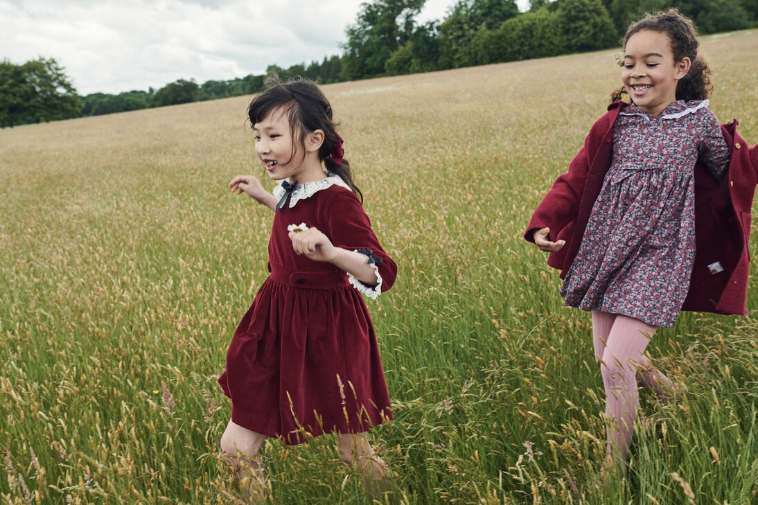 Kleid Eva aus Baumwollsamt mit Spitze | La Coqueta