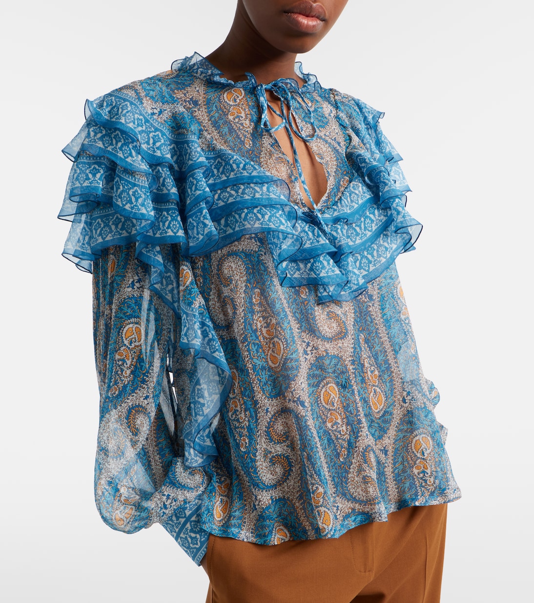 Paisley ruffled silk blouse | Etro