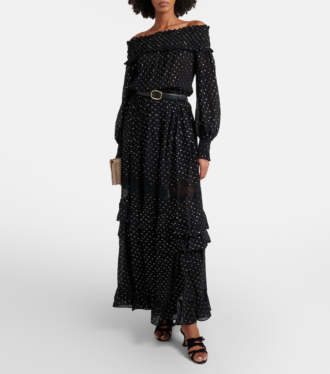 Jupe longue à pois et dentelle | Self-Portrait