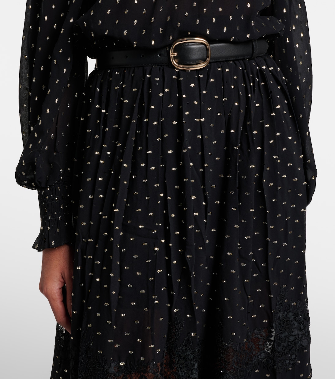 Jupe longue à pois et dentelle | Self-Portrait