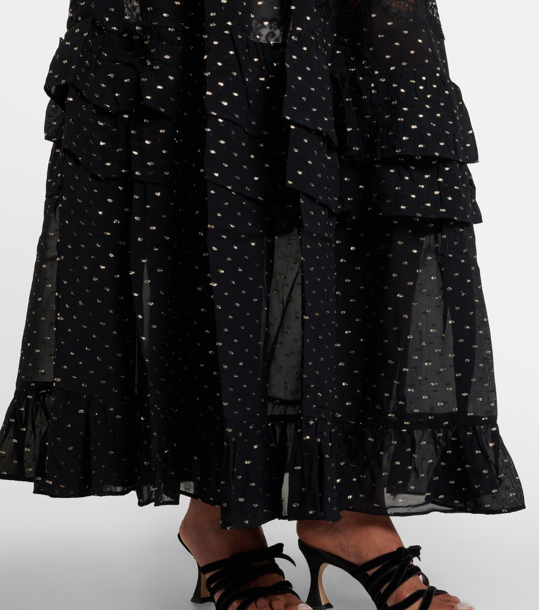 Jupe longue à pois et dentelle | Self-Portrait