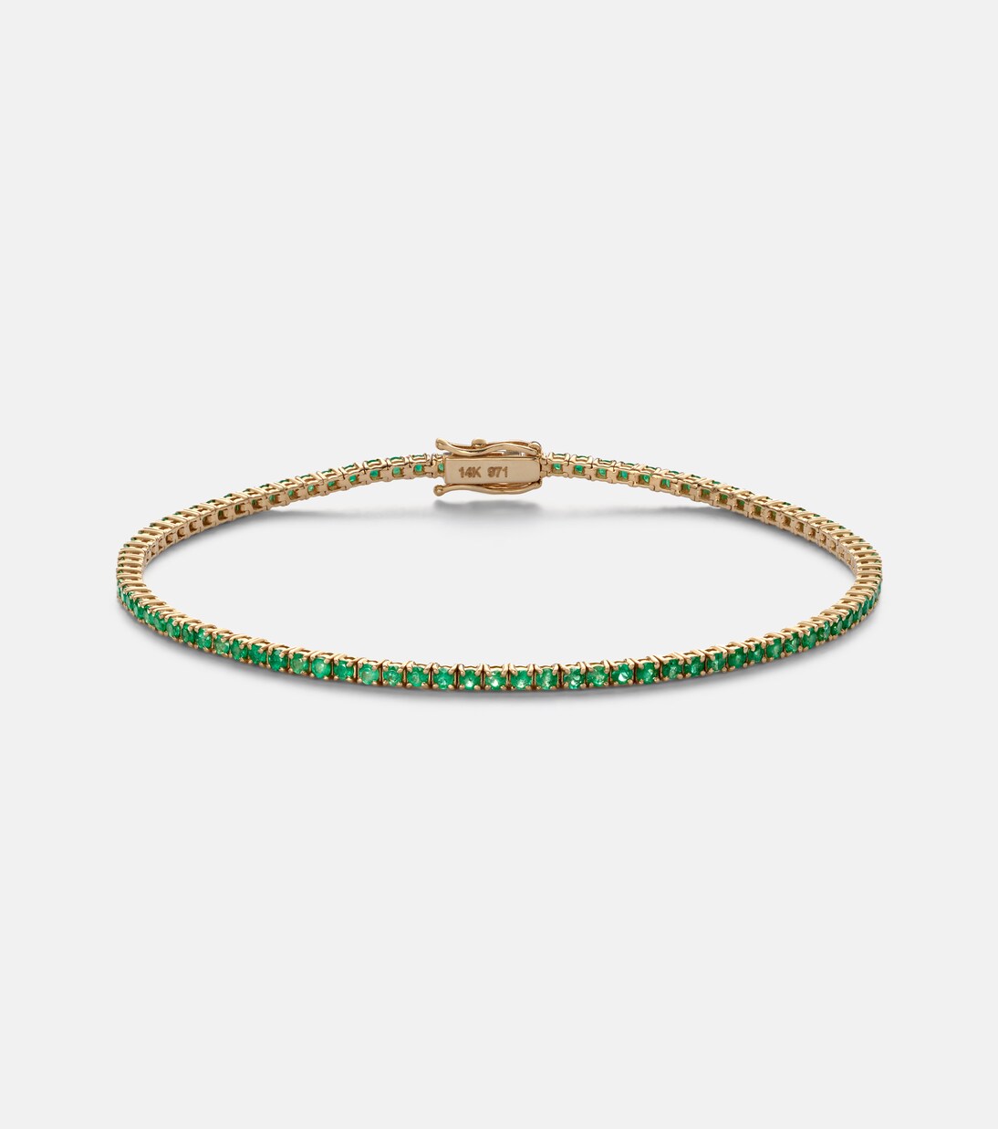 Tennis 14kt gold (585/1000) bracelet with emerald | Stone and Strand