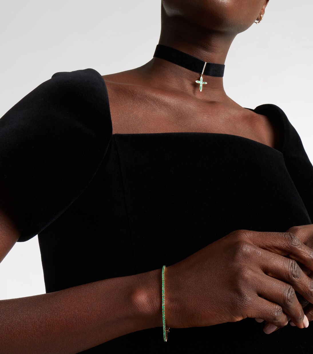 Tennis 14kt gold (585/1000) bracelet with emerald | Stone and Strand