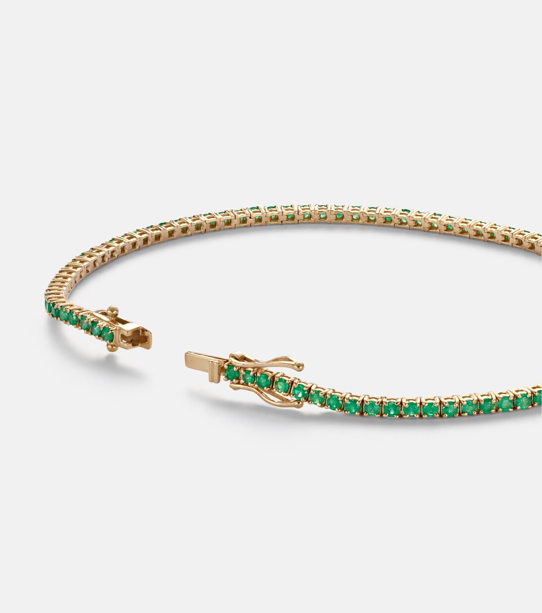 Tennis 14kt gold (585/1000) bracelet with emerald | Stone and Strand