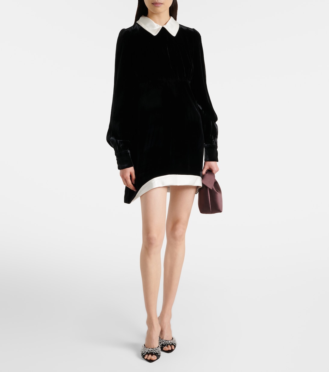 Mules Bisous 85 in raso con cristalli | Aquazzura