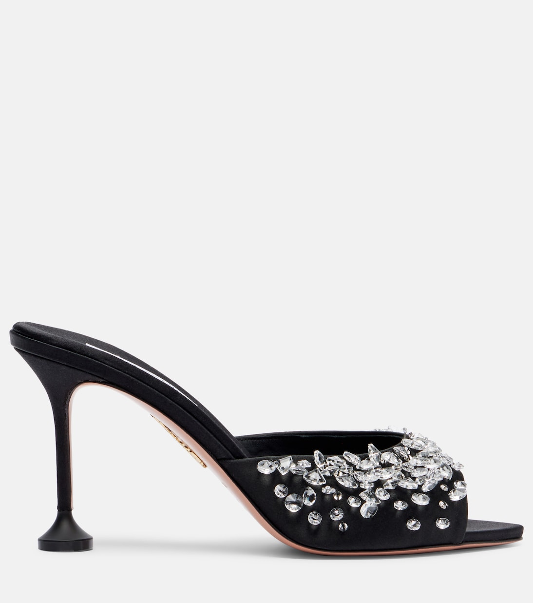 Mules Bisous 85 in raso con cristalli | Aquazzura