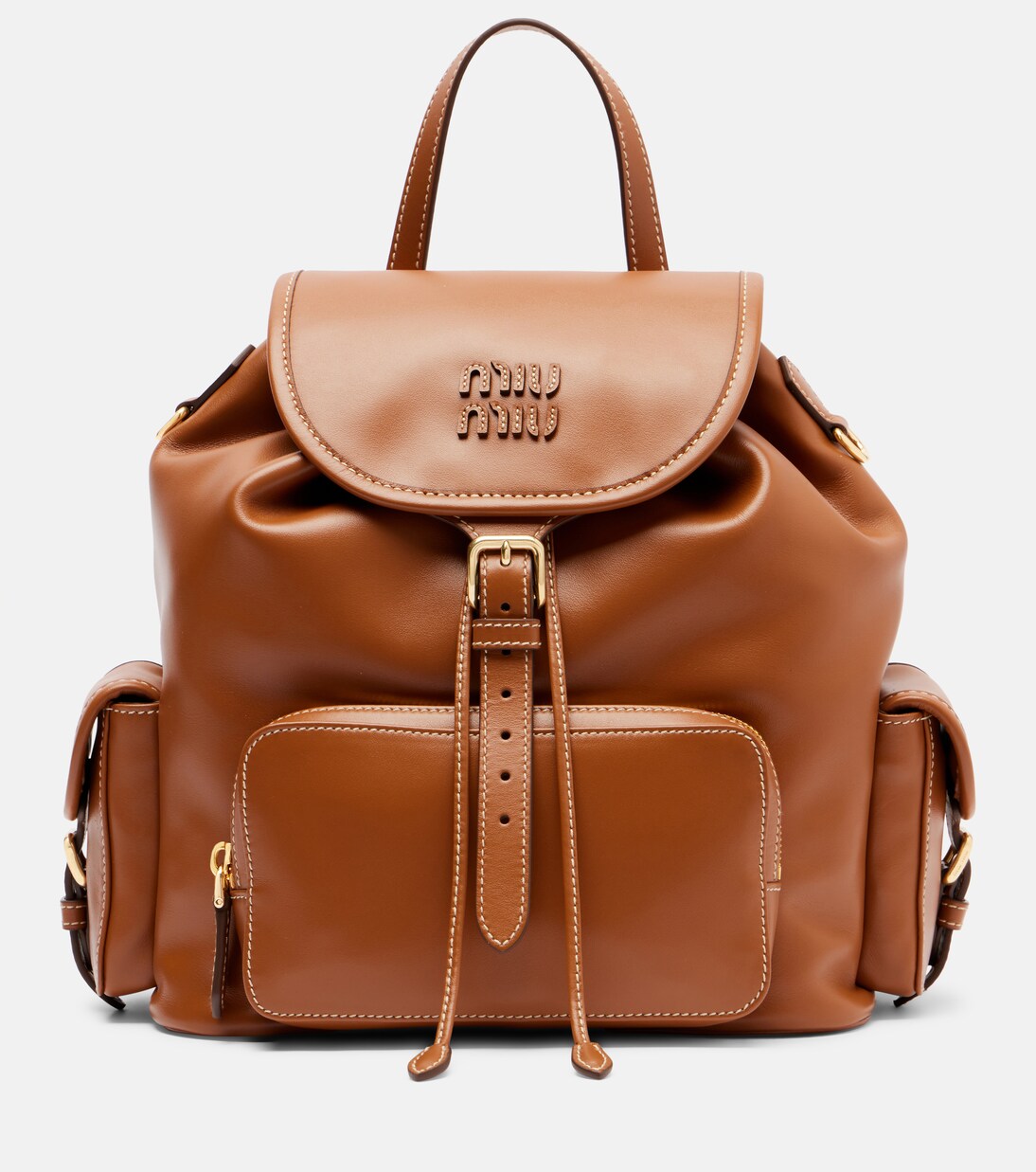 Logo leather backpack | Miu Miu