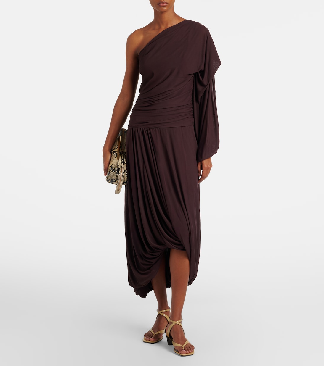 Gabri draped one-shoulder jersey midi dress | Proenza Schouler