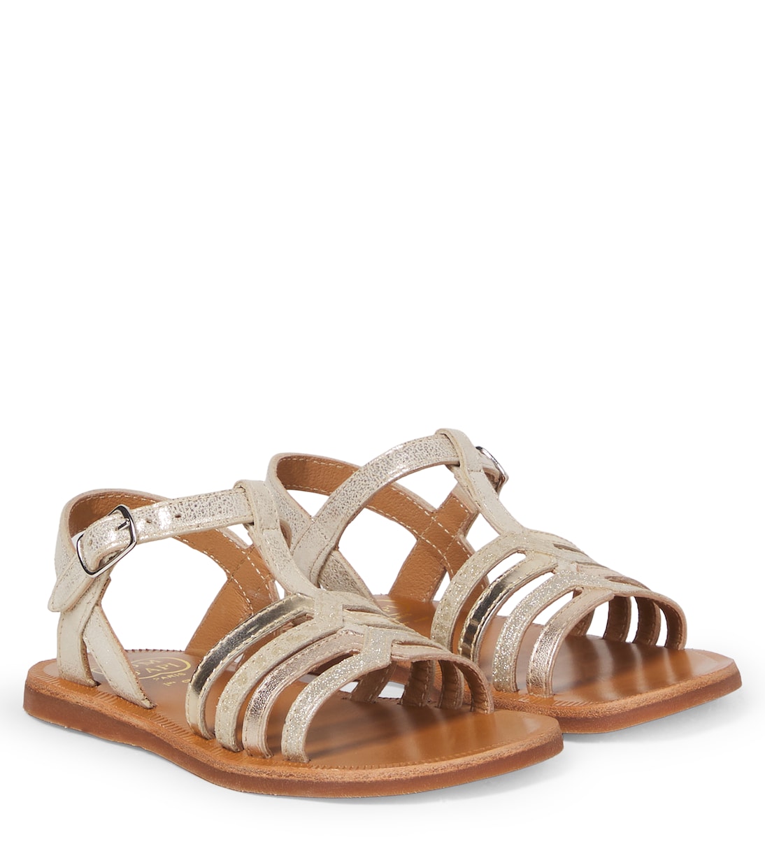 Sandalen Plagette New aus Leder mit Glitter | Pom d'Api