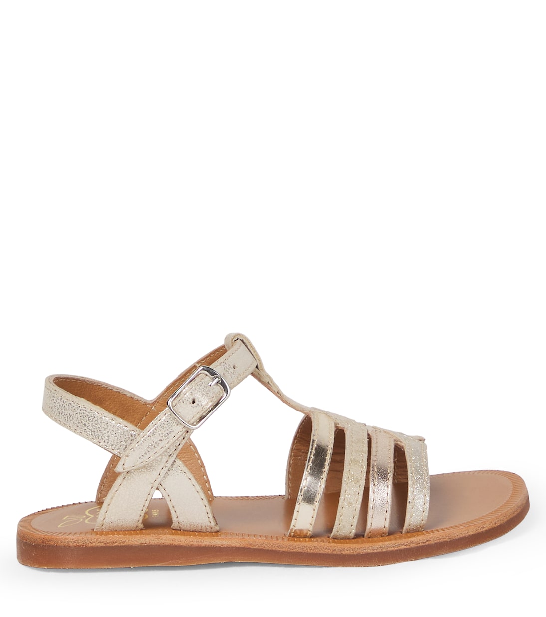 Sandalen Plagette New aus Leder mit Glitter | Pom d'Api