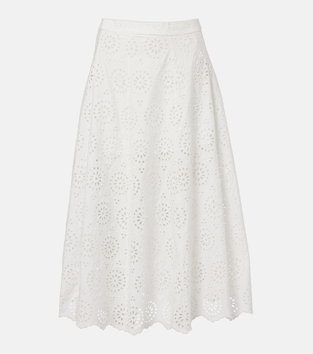 The Deco broderie anglaise cotton midi skirt | Frame