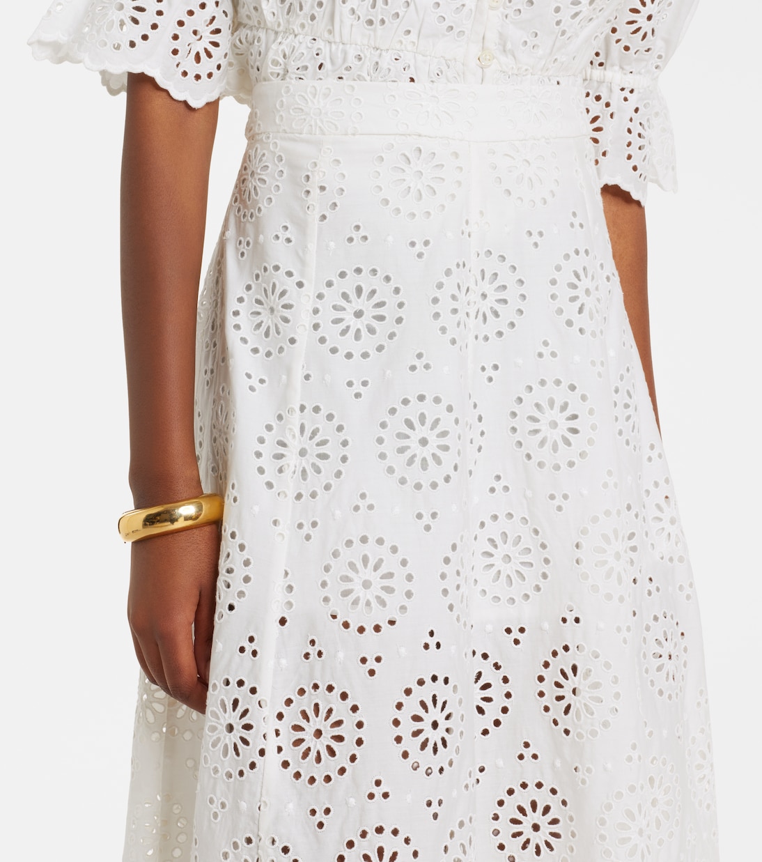 The Deco broderie anglaise cotton midi skirt | Frame