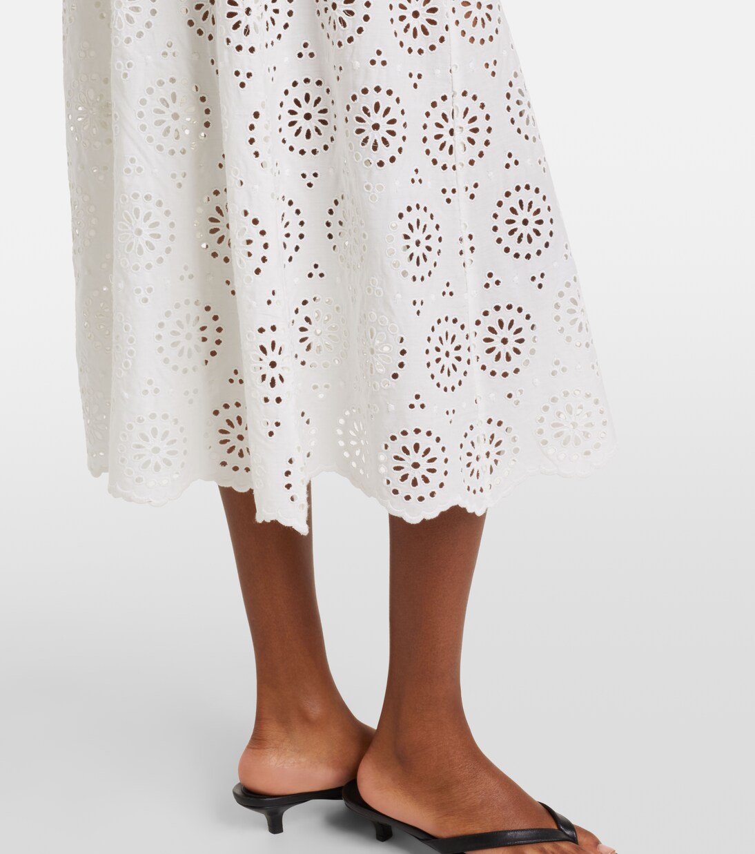 The Deco broderie anglaise cotton midi skirt | Frame