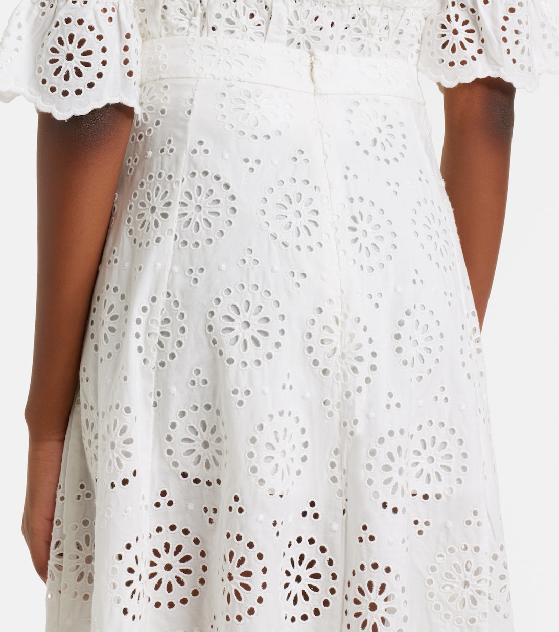 The Deco broderie anglaise cotton midi skirt | Frame
