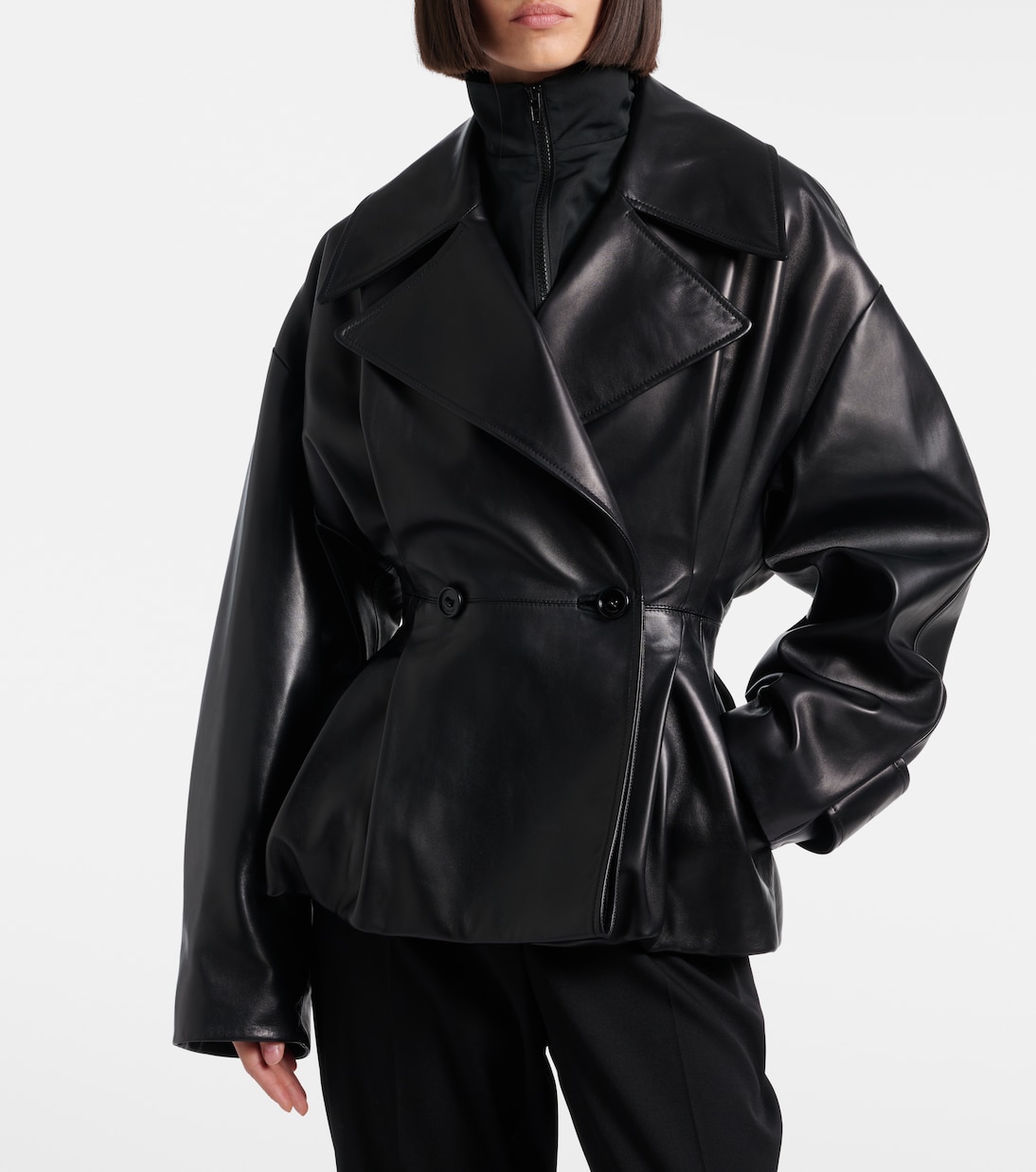 Double-breasted leather jacket | Balenciaga