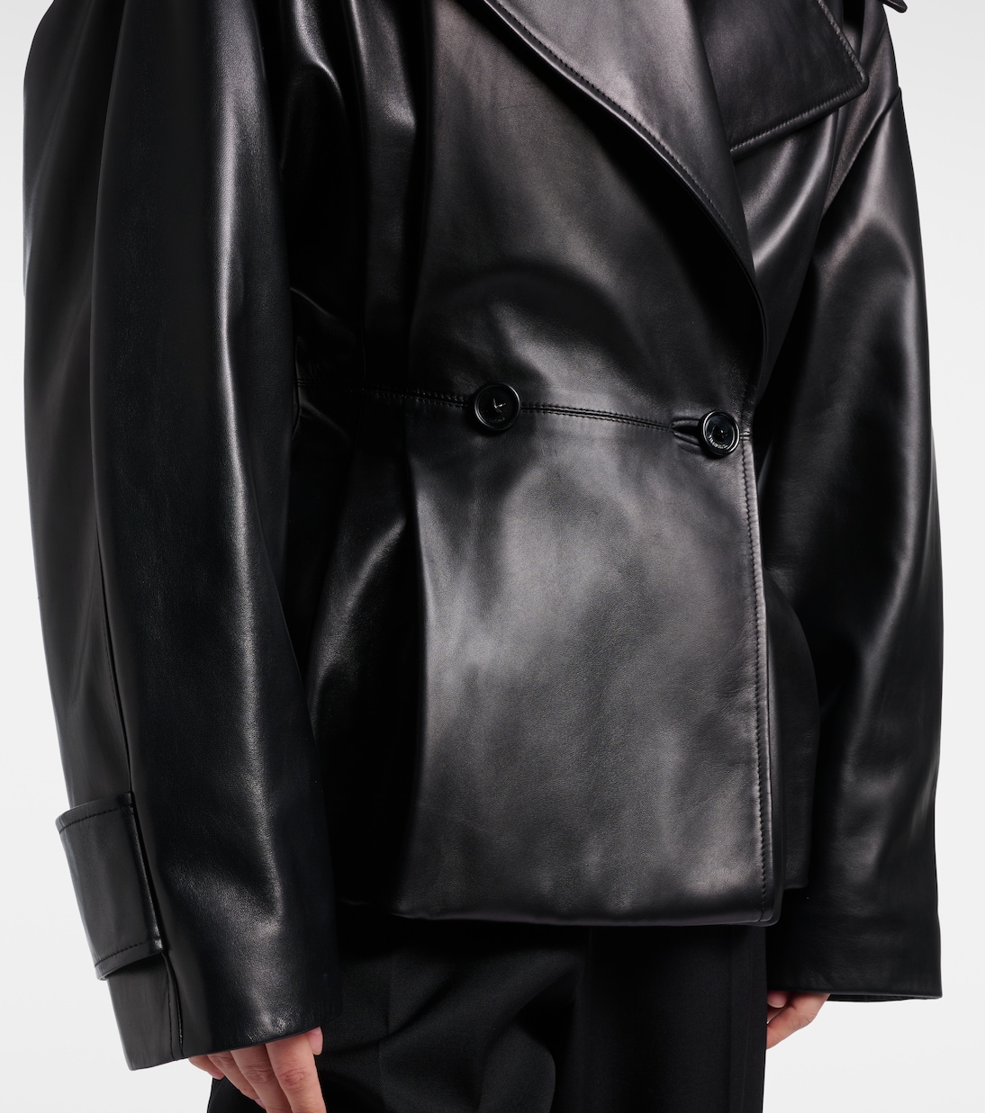Double-breasted leather jacket | Balenciaga