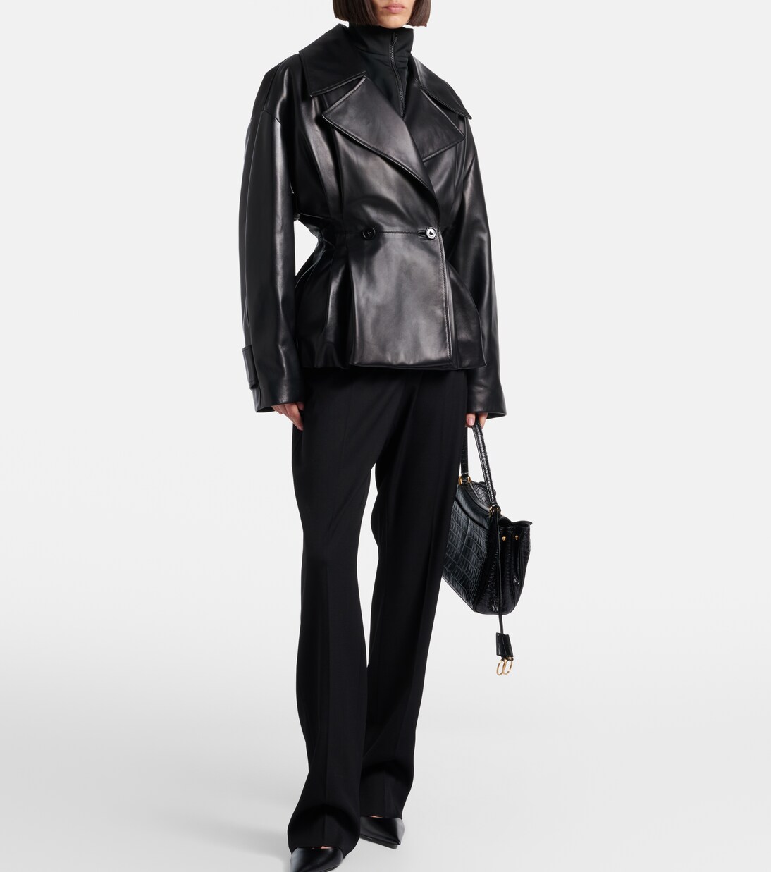 Double-breasted leather jacket | Balenciaga