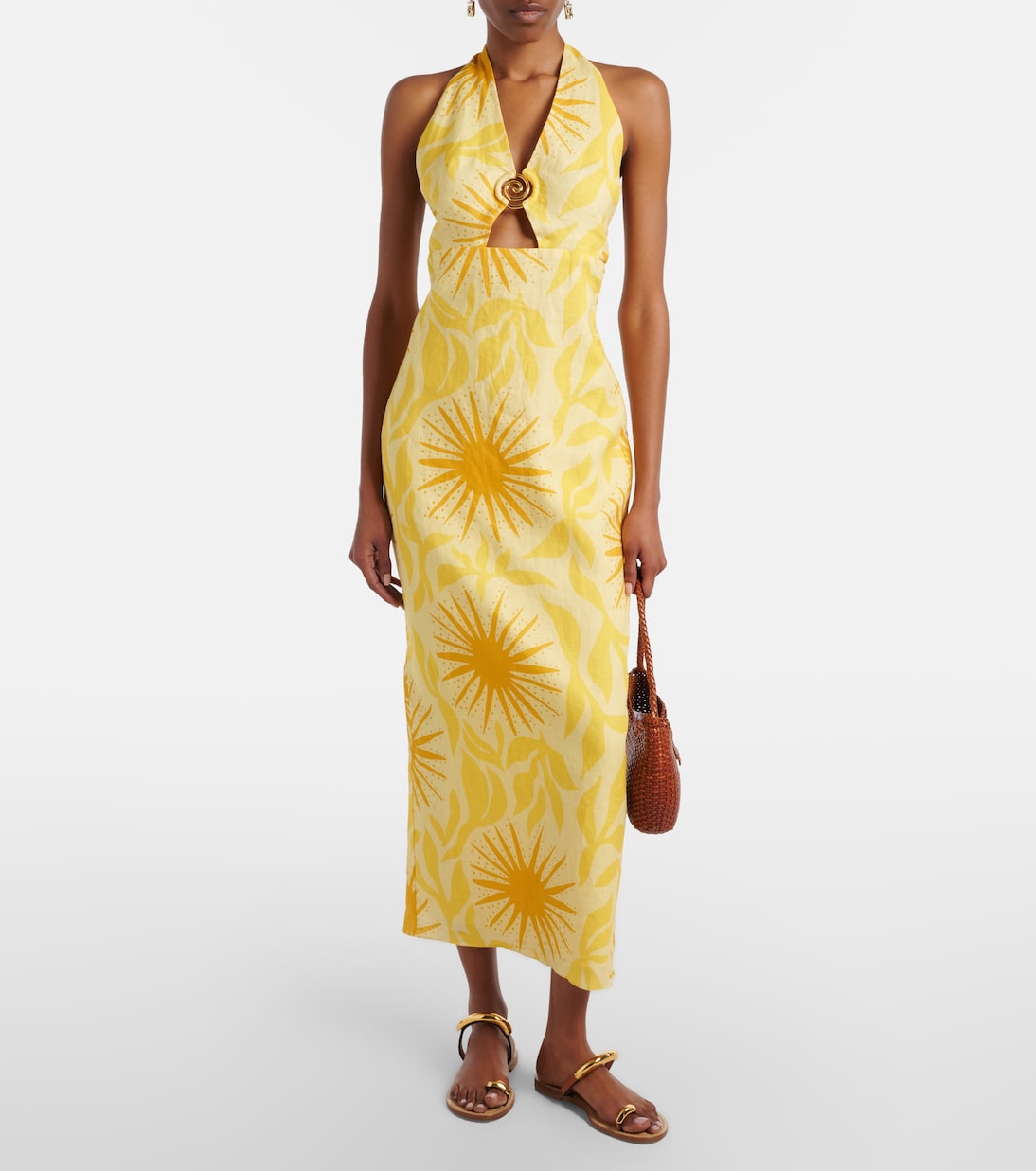 Robe midi Orly en lin imprimée | Cala de la Cruz