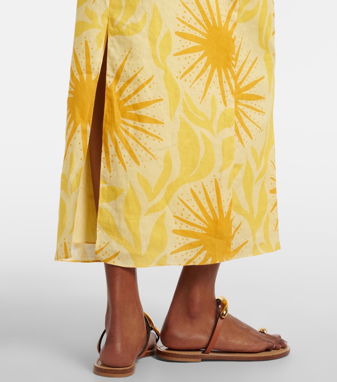 Robe midi Orly en lin imprimée | Cala de la Cruz