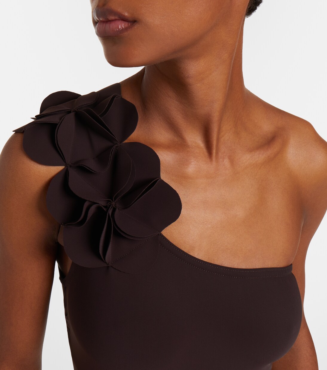 Tess one-shoulder floral-appliqué swimsuit | Karla Colletto