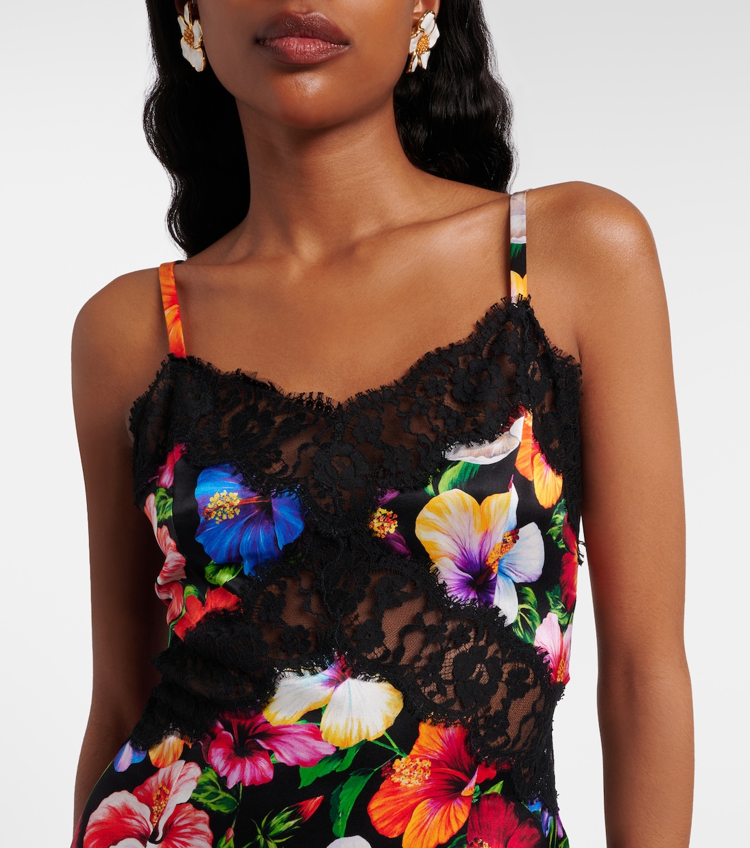 Minikleid aus einem Seidengemisch mit Spitze | Dolce&Gabbana