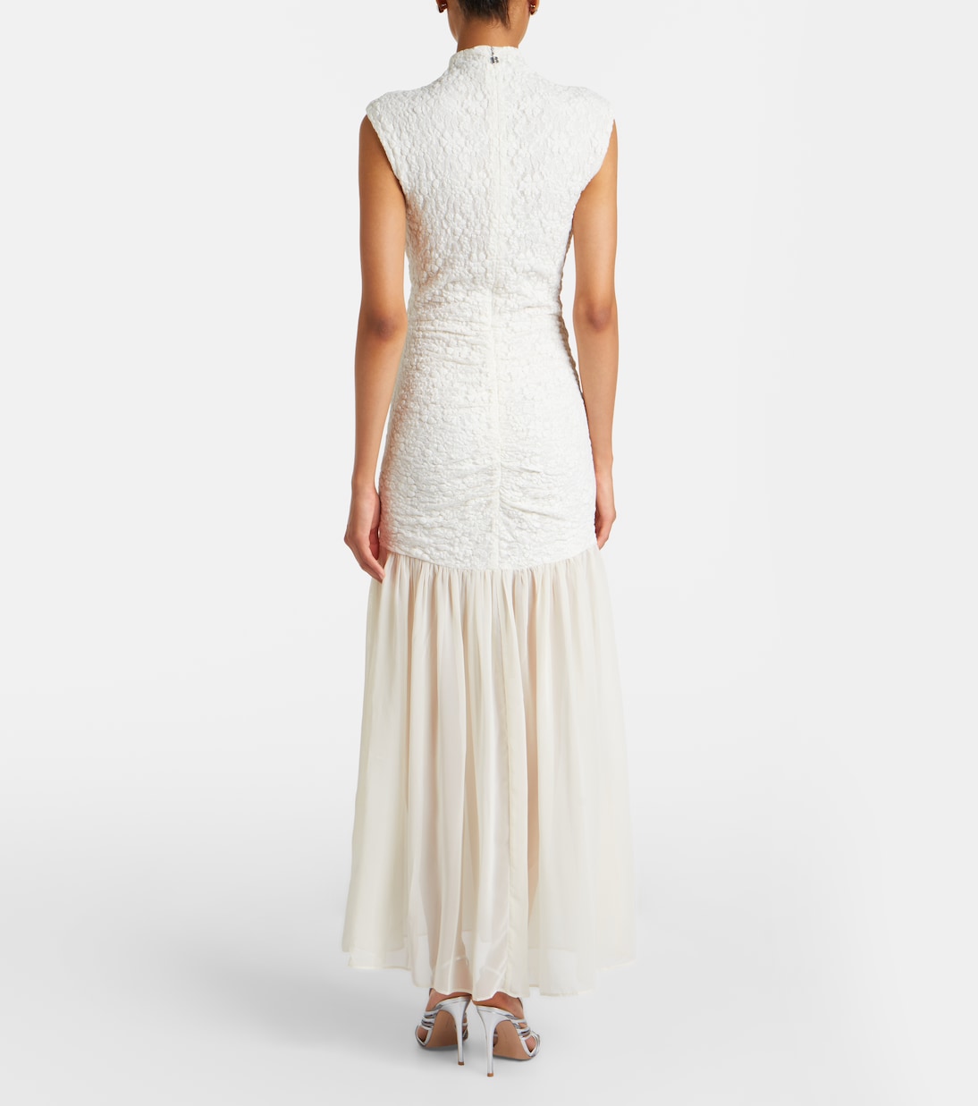 Ruched lace-trimmed maxi dress | Rotate