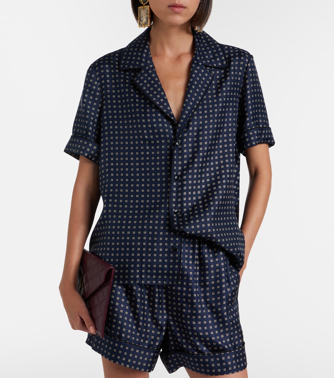 Printed silk satin pajama shirt | Saint Laurent