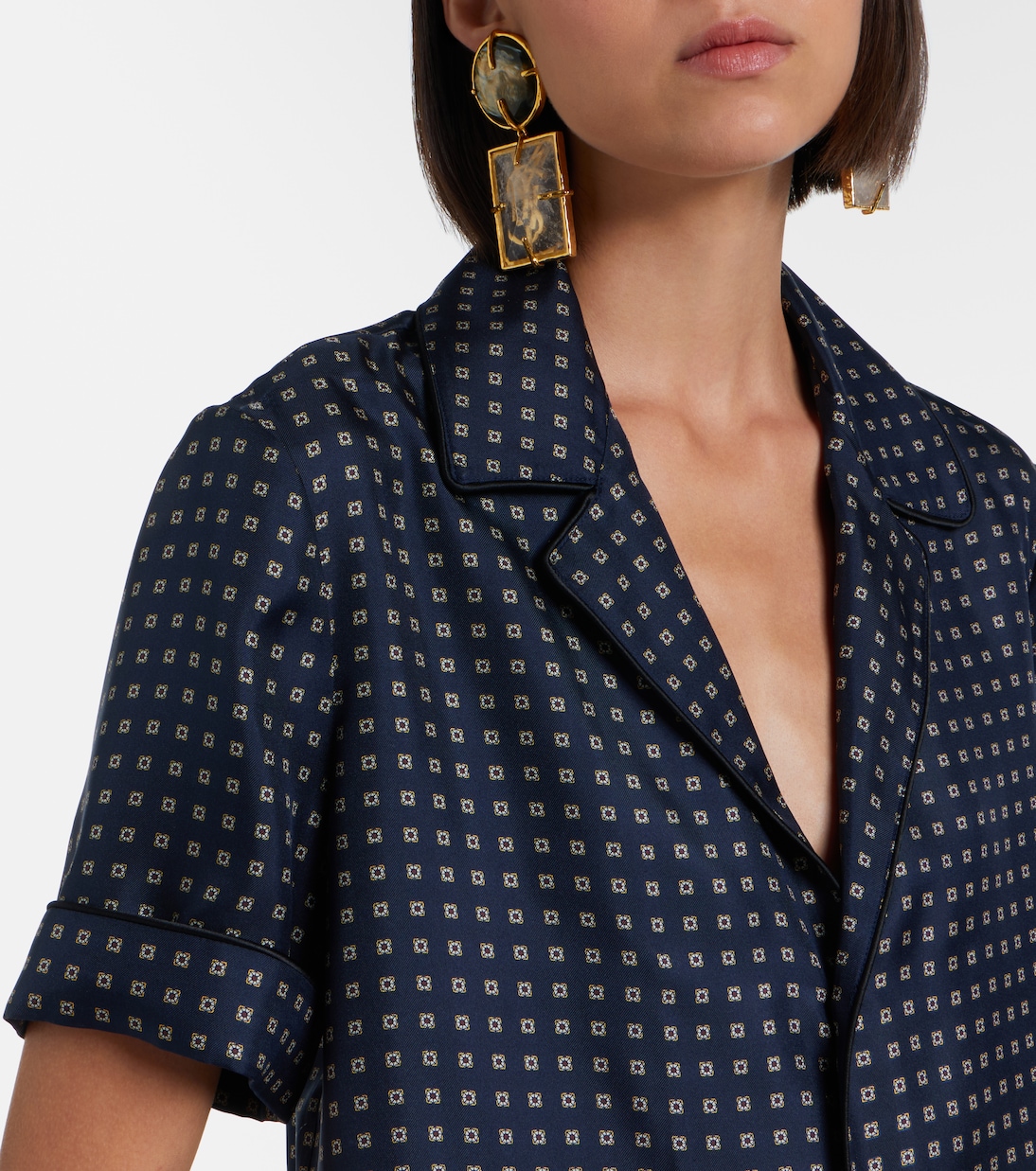 Printed silk satin pajama shirt | Saint Laurent