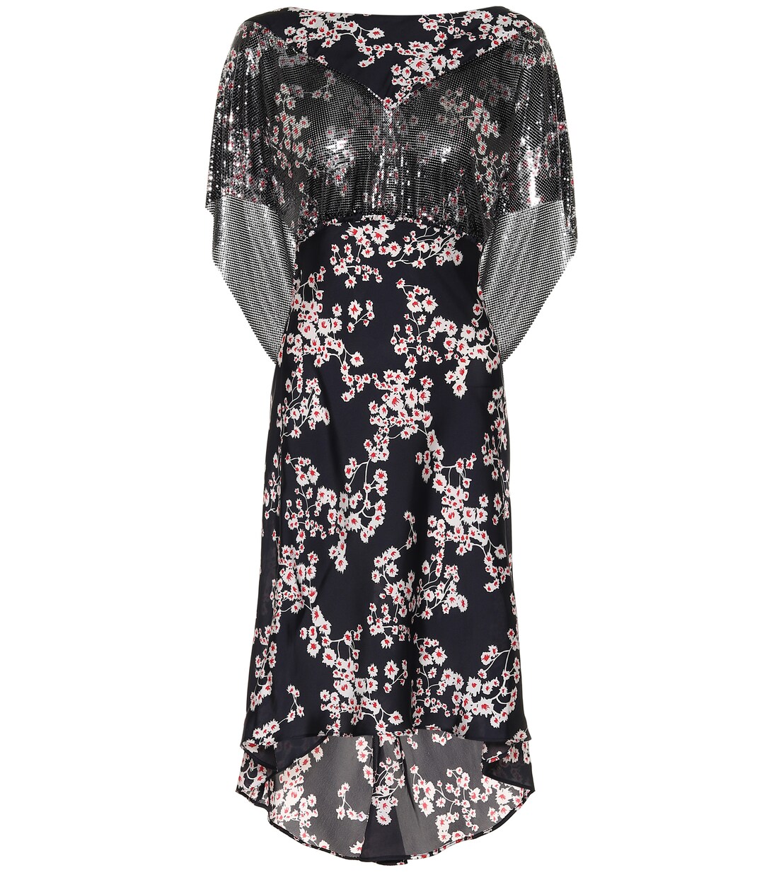 Robe midi imprimée en satin à ornements | Rabanne