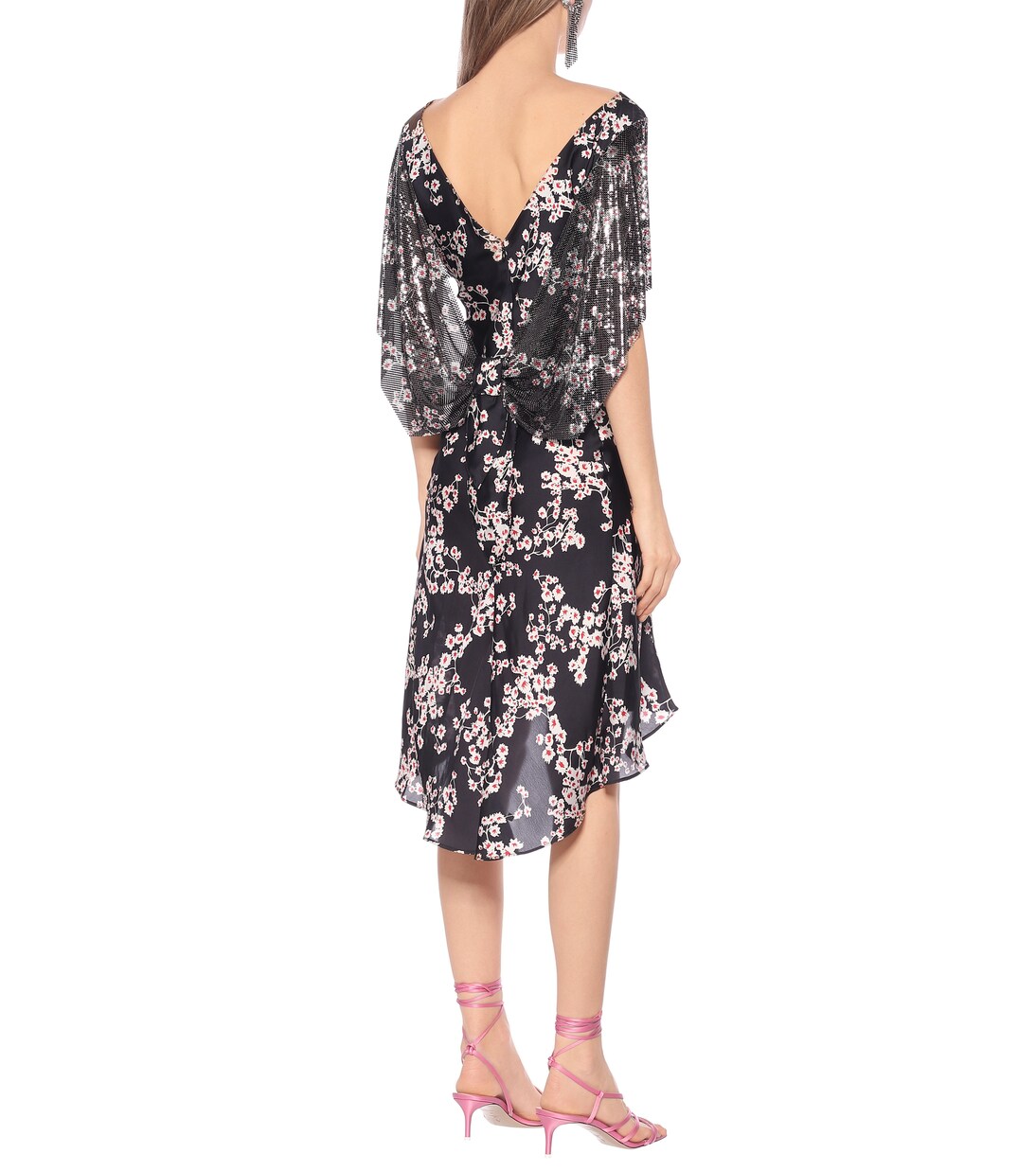 Robe midi imprimée en satin à ornements | Rabanne