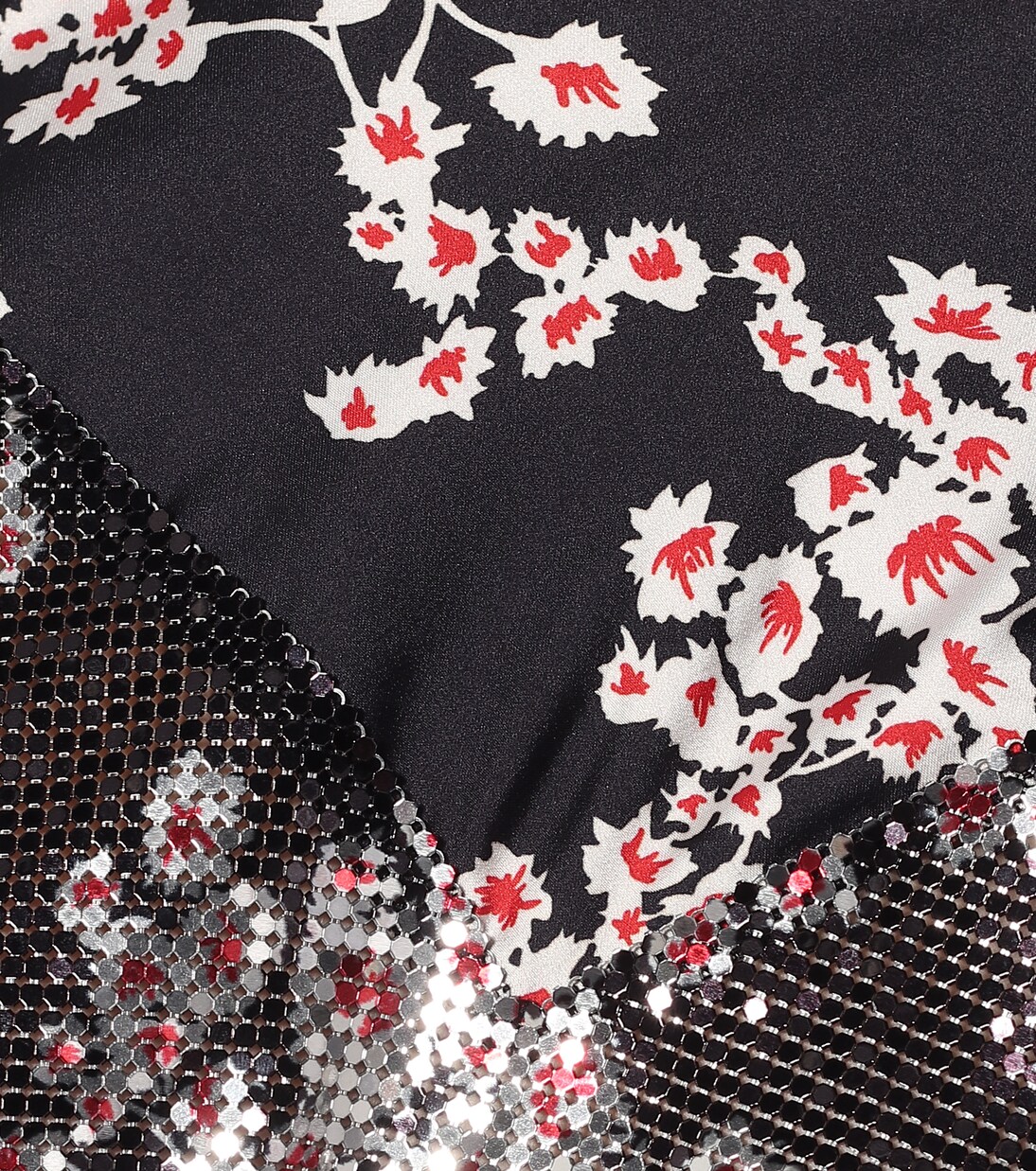 Robe midi imprimée en satin à ornements | Rabanne