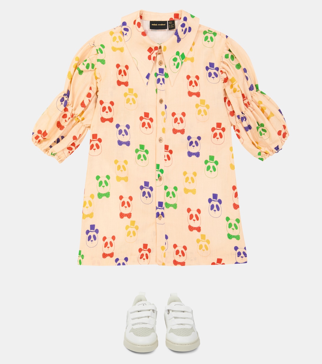 Robe chemise midi imprimée en lin et coton | Mini Rodini