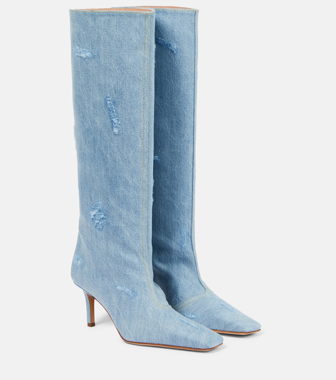 Distressed denim knee-high boots | Acne Studios