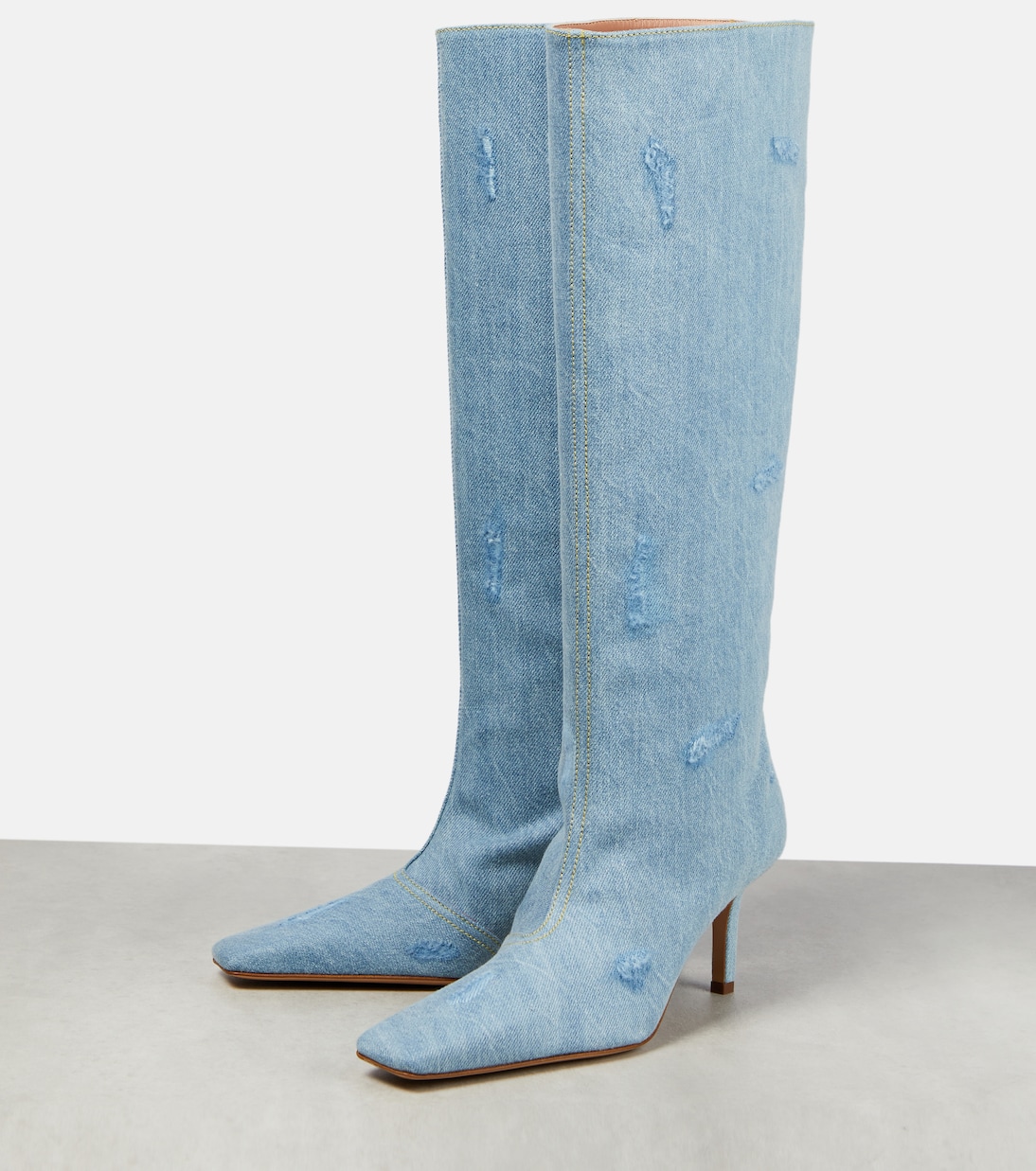 Distressed denim knee-high boots | Acne Studios