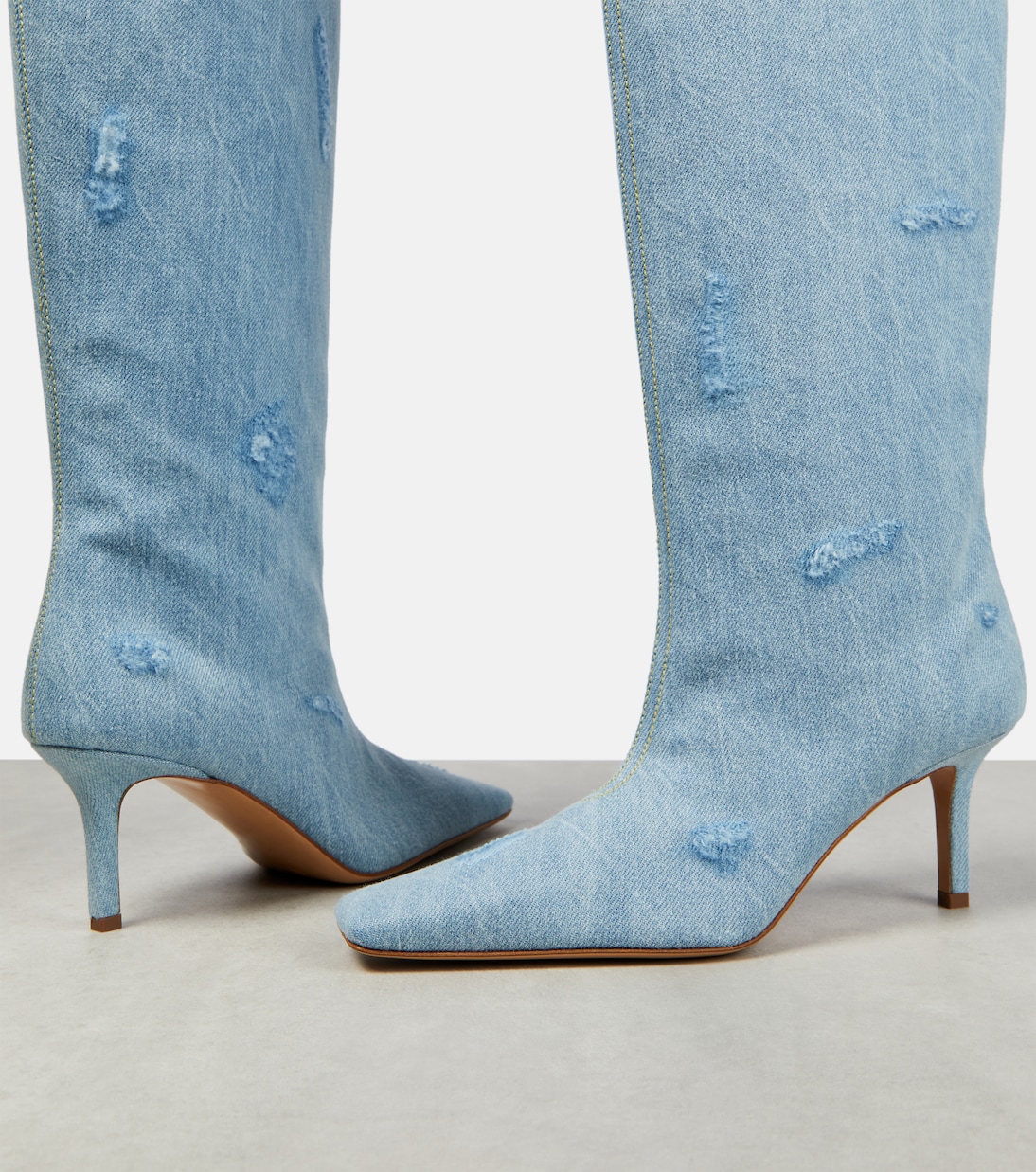 Distressed denim knee-high boots | Acne Studios