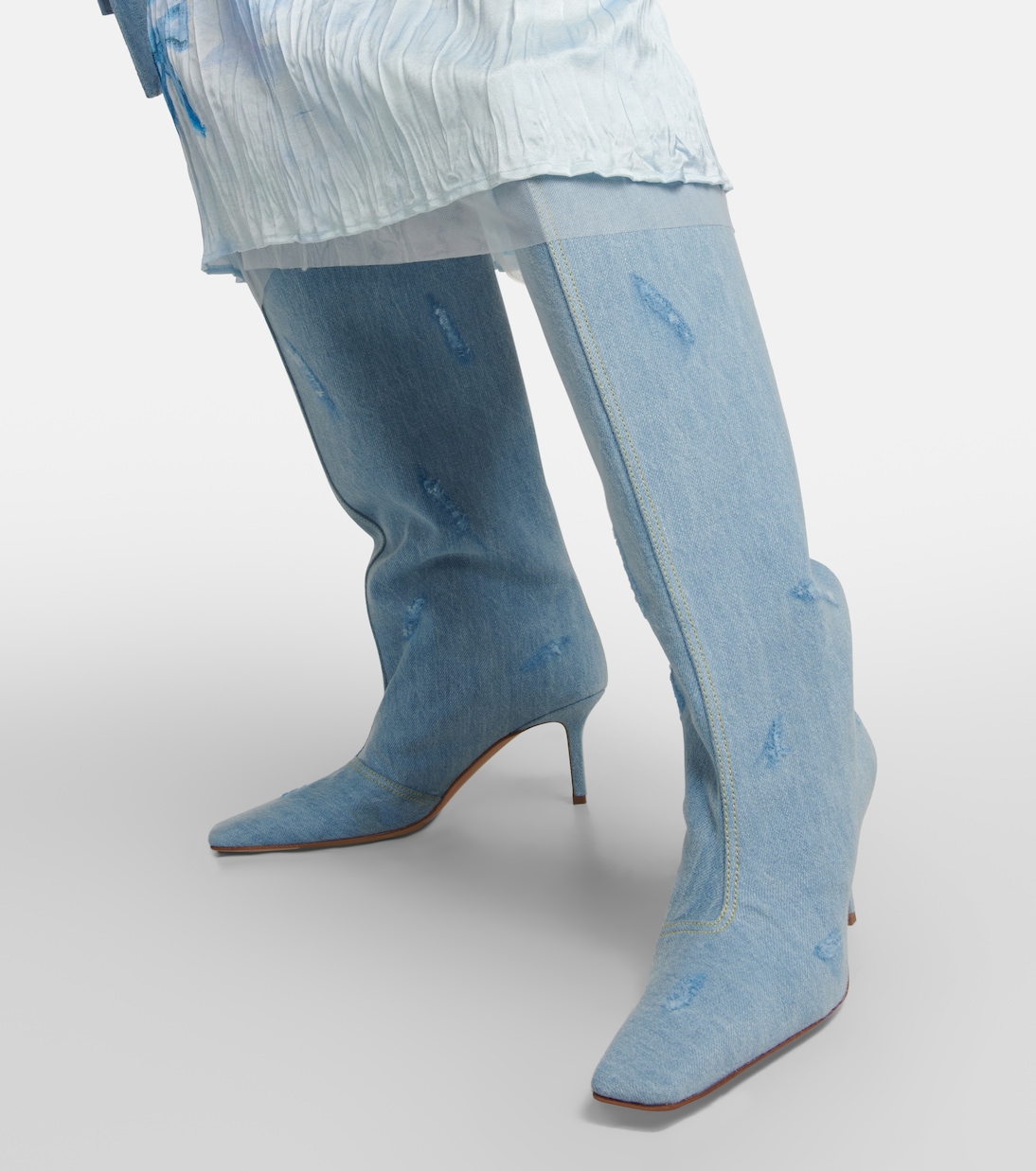 Distressed denim knee-high boots | Acne Studios