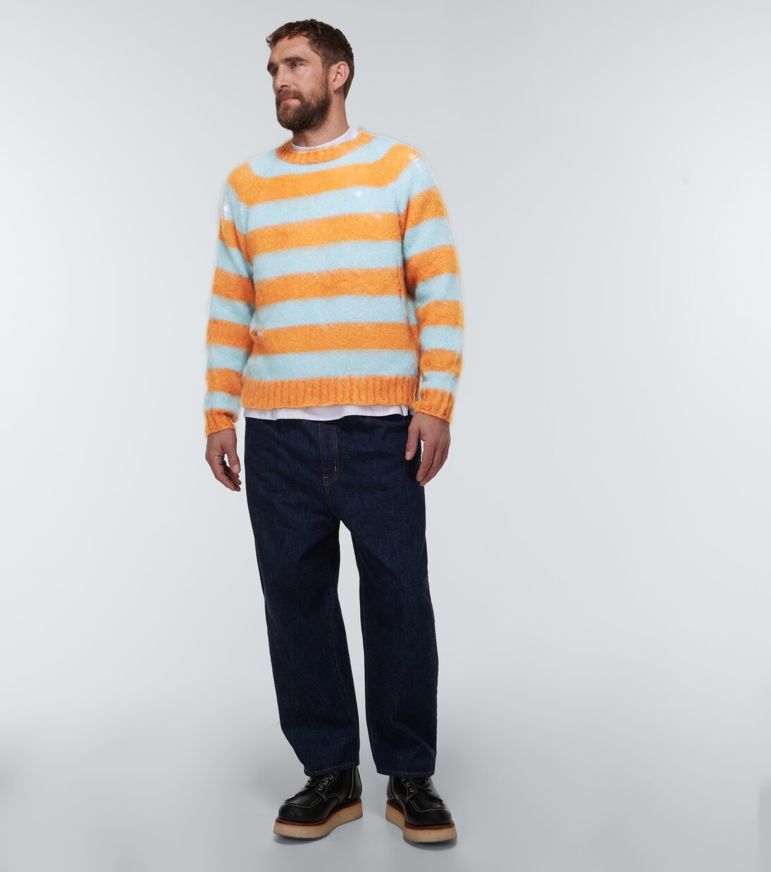Pull rayé en mohair et laine mélangés | Undercover