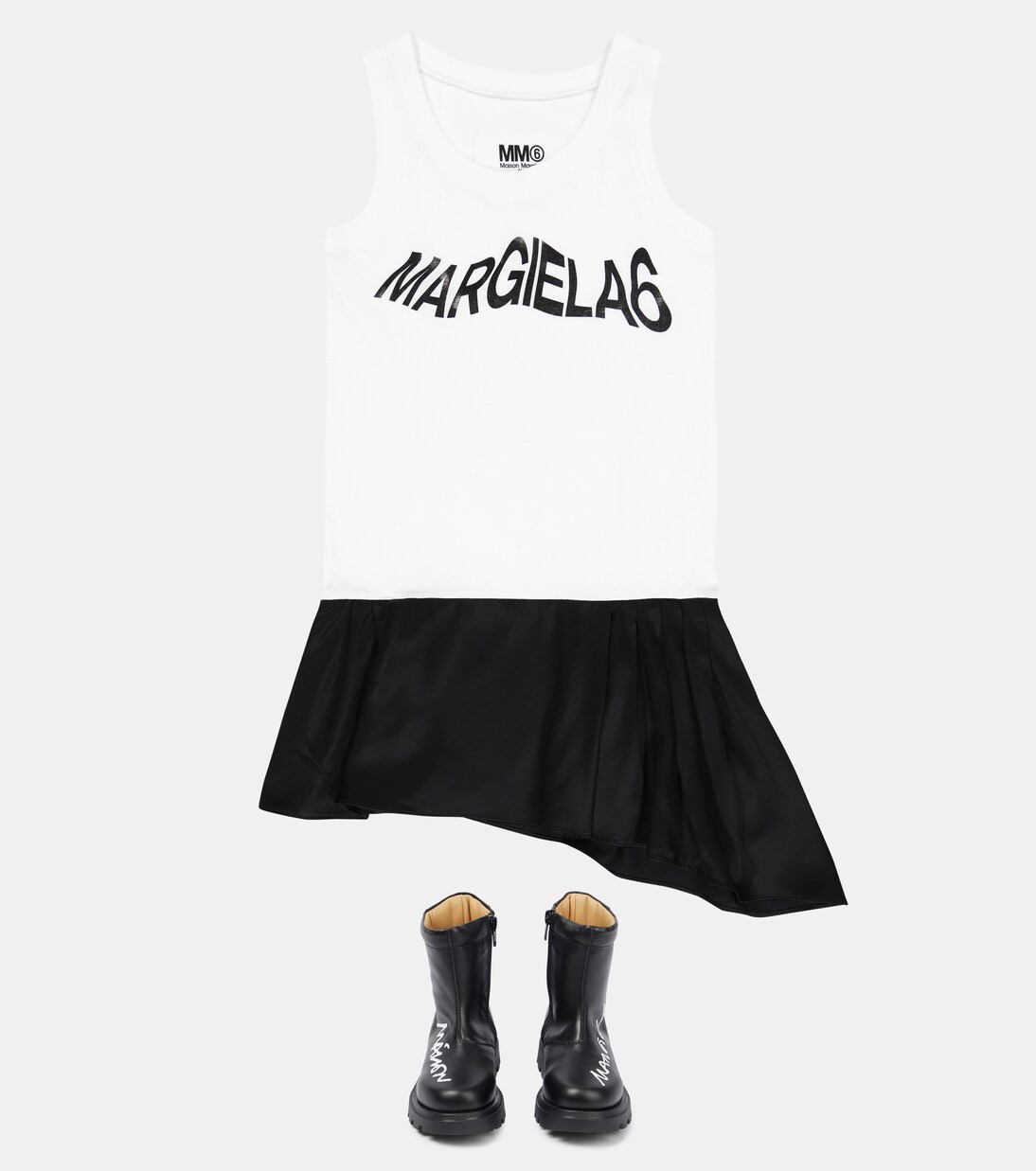 Logo jersey and satin dress | MM6 Maison Margiela Kids