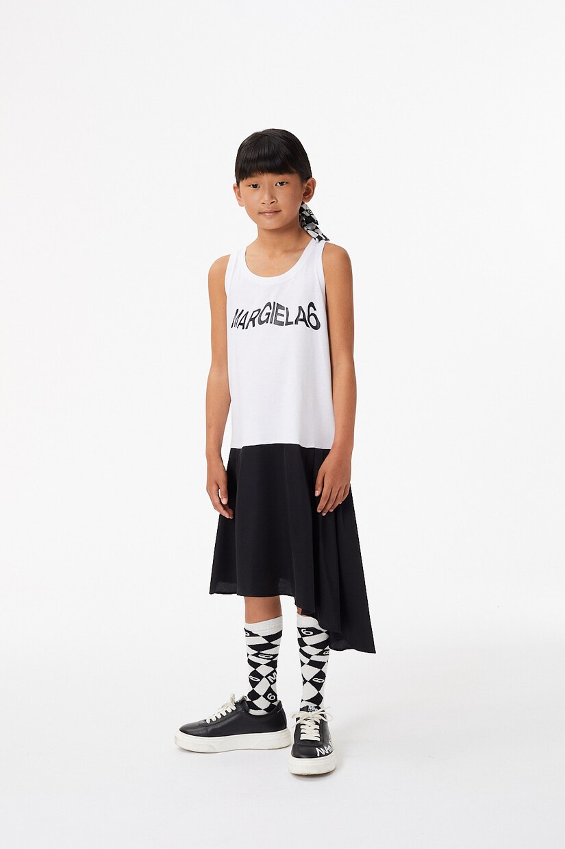 Logo jersey and satin dress | MM6 Maison Margiela Kids