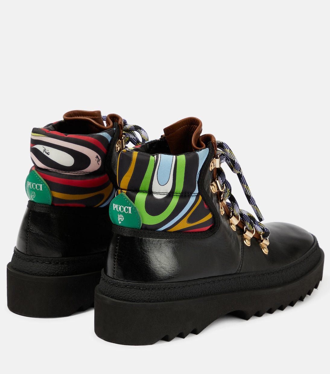 x Fusalp印花皮革及踝靴 | Pucci