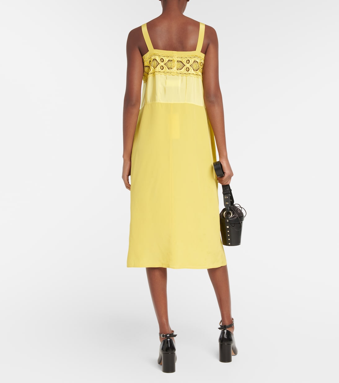 Abito midi in misto seta con pizzo | Maison Margiela