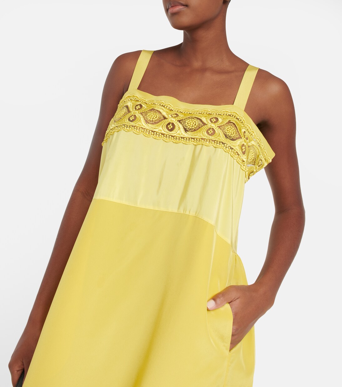 Abito midi in misto seta con pizzo | Maison Margiela