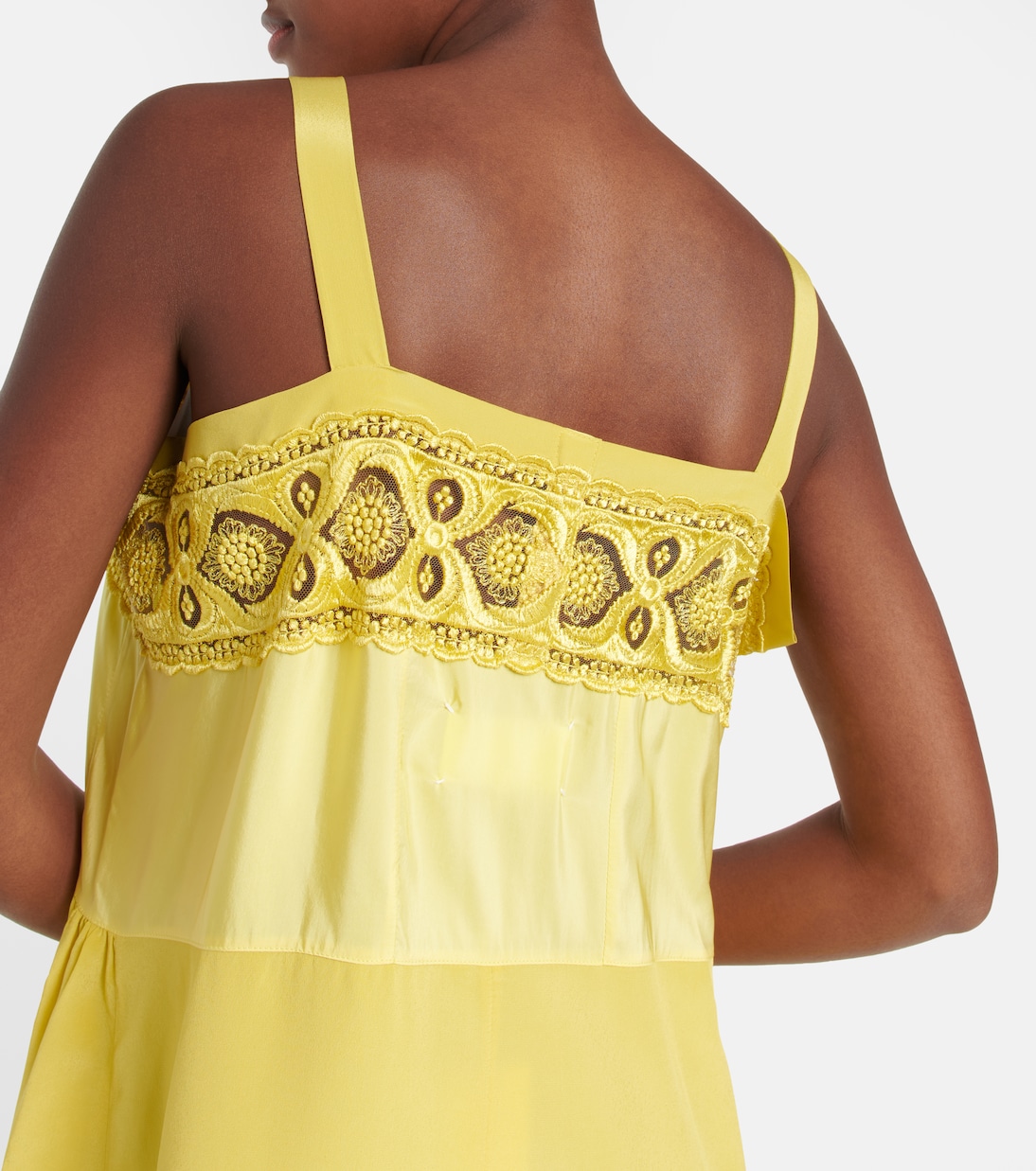 Abito midi in misto seta con pizzo | Maison Margiela