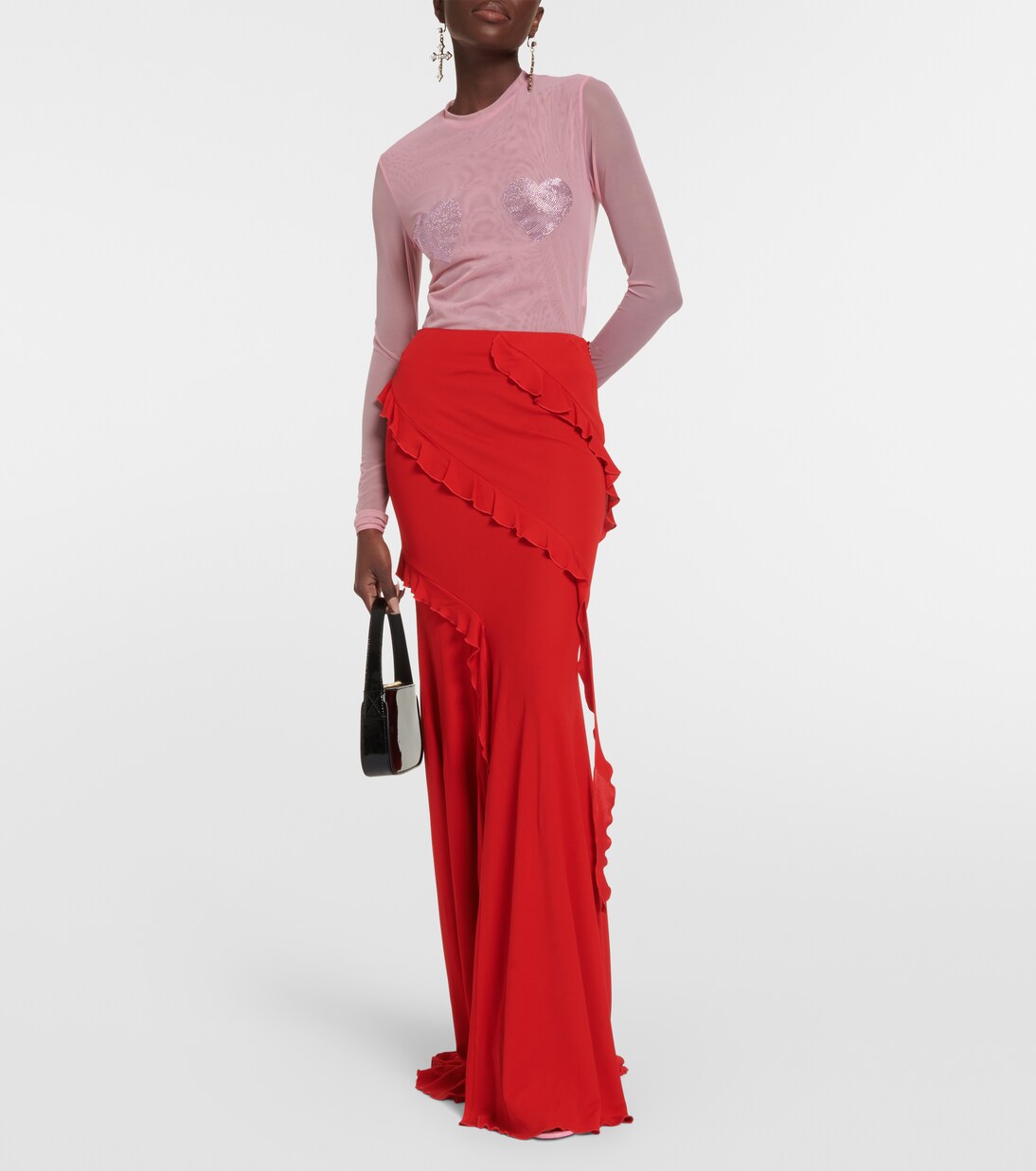 Frill-trimmed jersey maxi skirt | Blumarine
